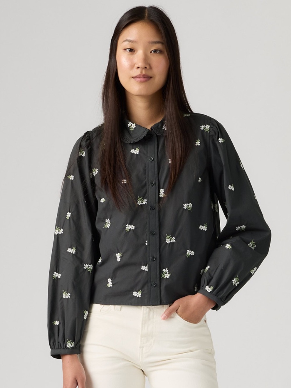 Levi's Black Button-Down Floral Poplin Shirt